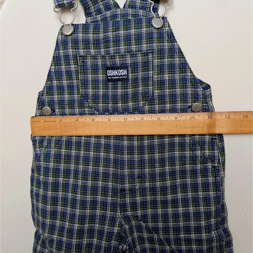 OshKosh B'Gosh Vintage Plaid Shortalls Overalls 90s 24 Months